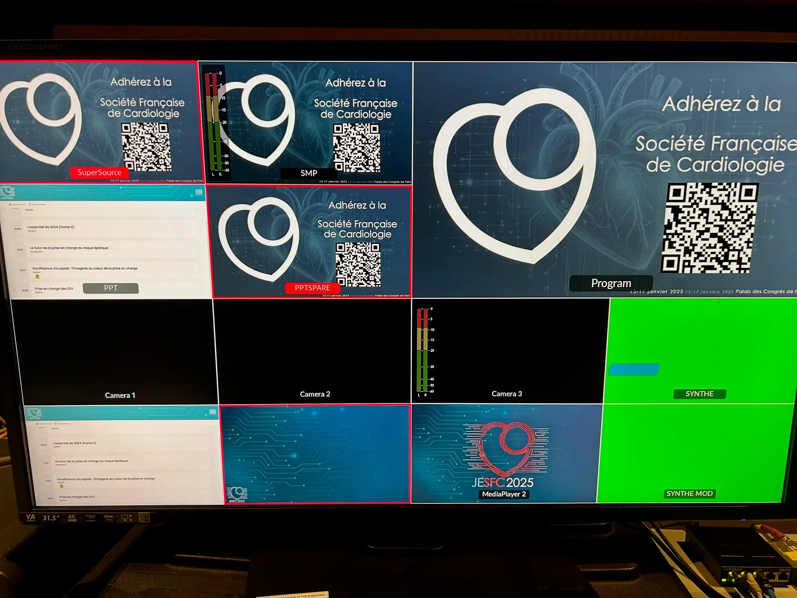 Photo of a multi-window screen on a video mixer with a chroma key