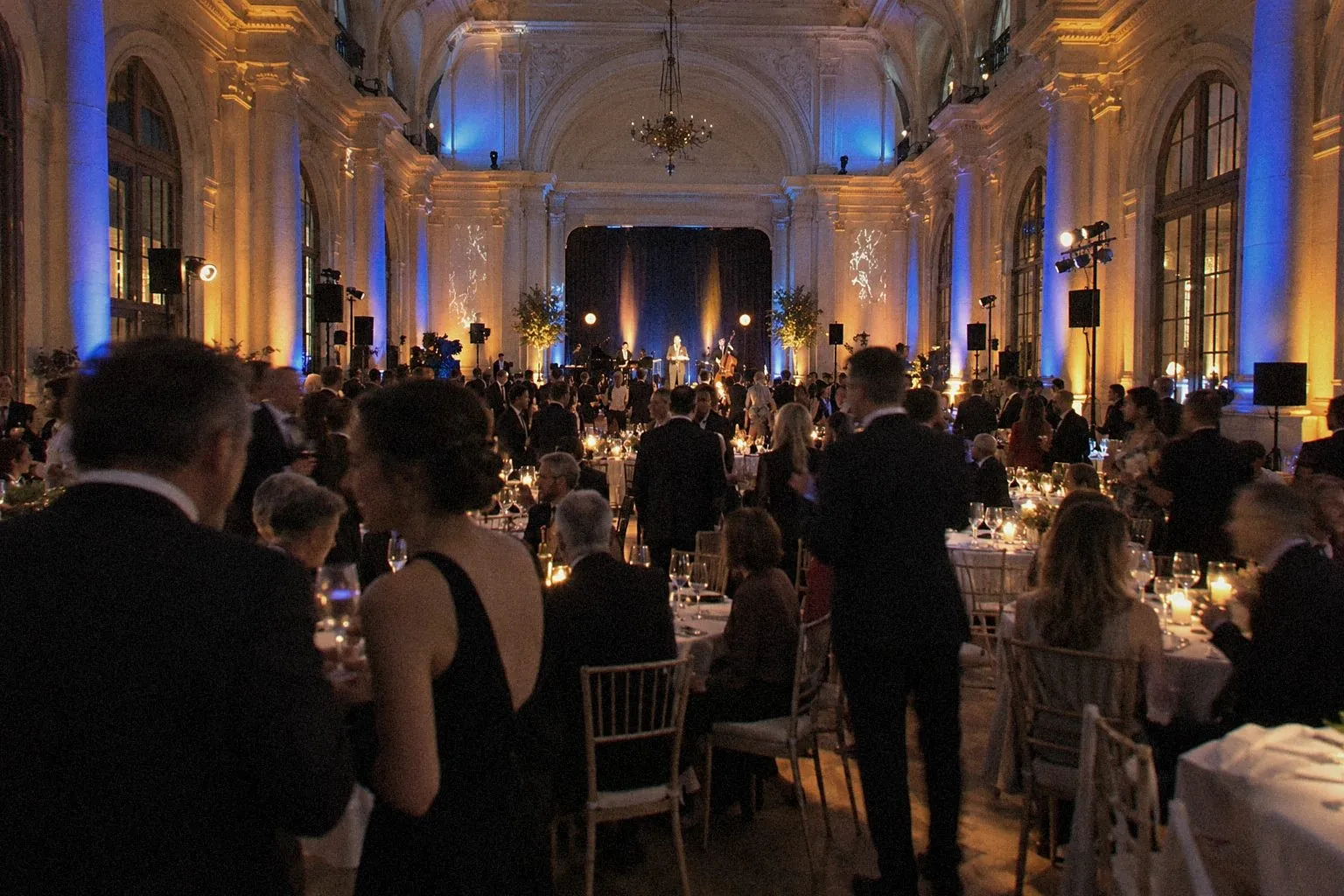 Gala evening lit in a reception hall
