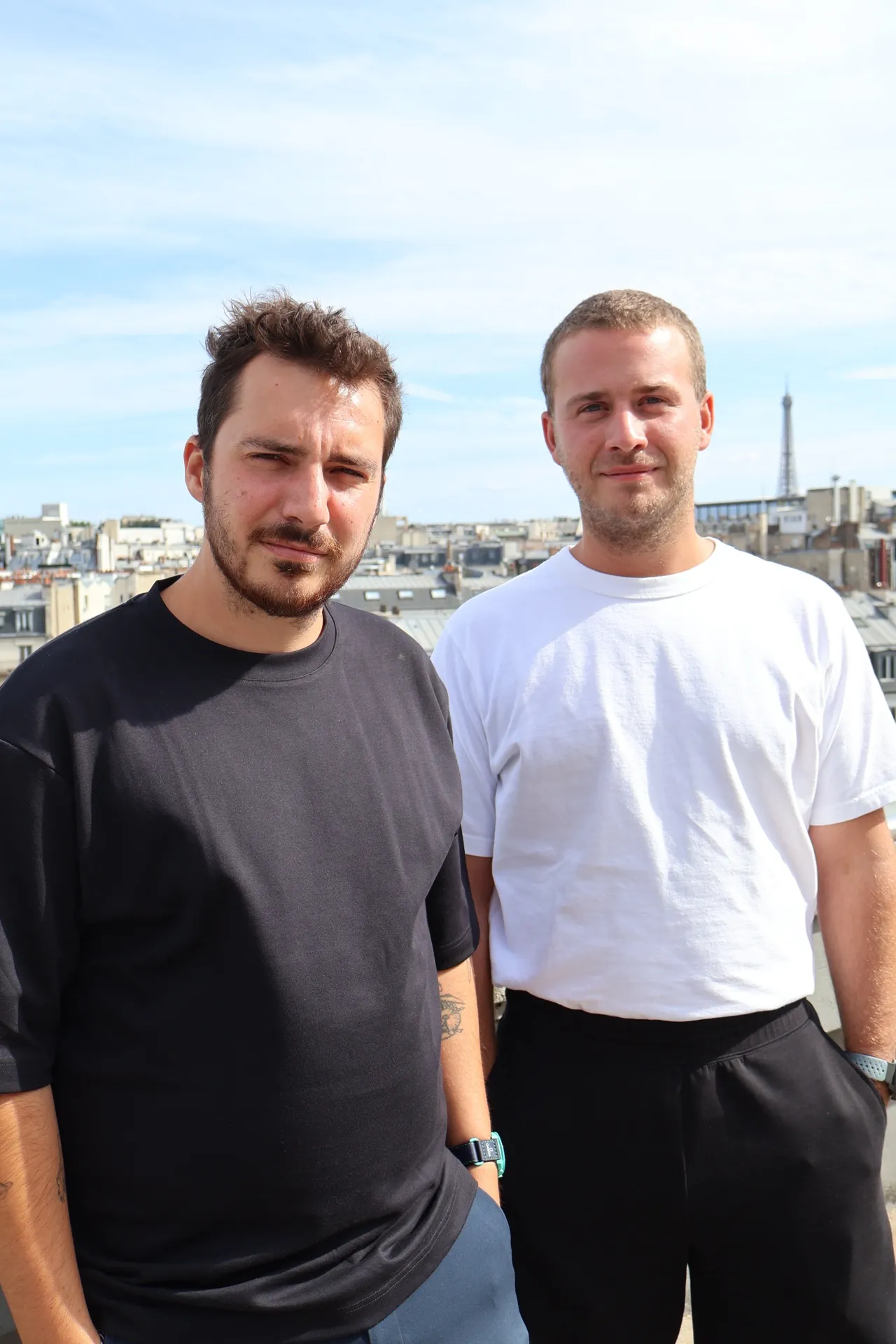 The two partners of Chroma Technique on a Paris rooftop